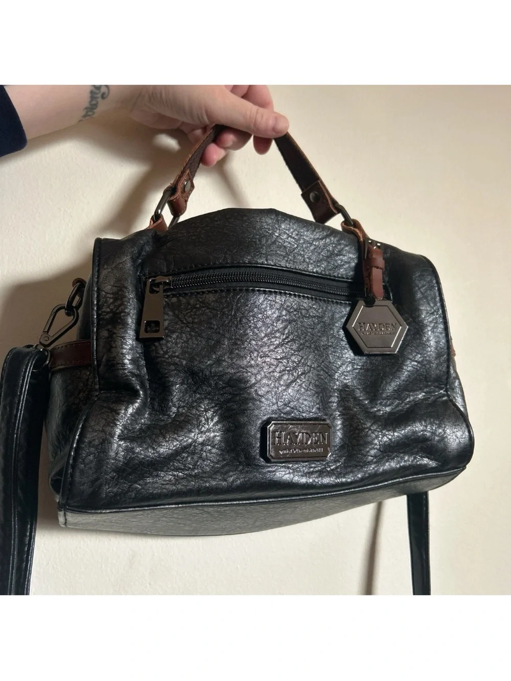Hayden Harnett Studded Black And Brown Purse